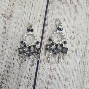 Lulu Frost Elegant Silver and Black Dangle Earrings